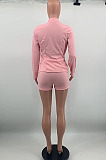 Red Luxe Elegant Pure Color Long Sleeve Suit Coat Shorts Business Set OEP6312-3