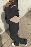 Black Preppy Pure Color Long Sleeve Hoodie Jogger Pants Sport Sets LYY9318-1