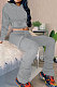 Grey New Simplee Velvet Thickning Long Sleeve Hoodie Ruffle Trousers Solid Color Suit ALS269-5
