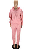 Black Preppy Pure Color Long Sleeve Hoodie Jogger Pants Sport Sets LYY9318-1