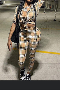 Plaid Shirt & Pants Set