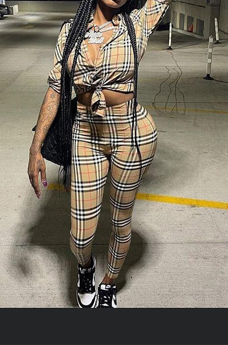 Plaid Shirt & Pants Set