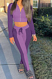 Orange Wholesale Spliced Long Sleeve Zipper Tops Pencil Pants Sport Sets ALS270-3