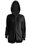 Purple Women Pure Color Double Velvet Hoodie Coat Shorts Sets NK267 -2