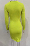 Black Women's Long Sleeve Hollow Out Club Pullover Mid Waist Mini Dress YBN9042-2