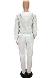 Pink Preppy Pure Color Long Sleeve Hoodie Jogger Pants Sport Sets LYY9318-2