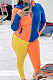 Orange Blue Simple New Spliced Long Sleeve Hoodie Pencil Pants LYY9317