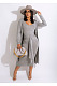 Grey Fashion Lace-Up Tank Dress+Cardigan Coat Solid Color Suit QZ3328-3