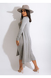 Dark Coffee Fashion Lace-Up Tank Dress+Cardigan Coat Solid Color Suit QZ3328-1