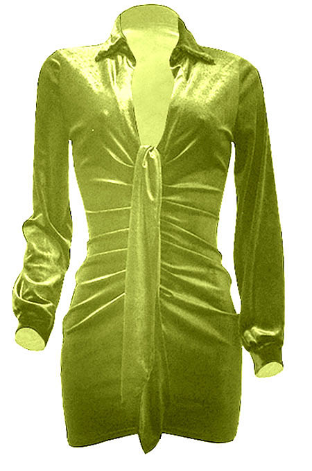 Black Women's Korea Velvet Deep V Collar Tied Sexy T Shirt/Shirt Dress Q982-2