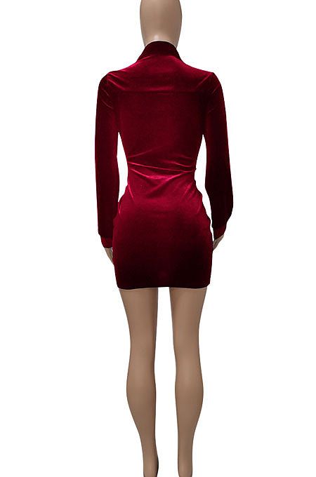 Blue Women's Korea Velvet Deep V Collar Tied Sexy T Shirt/Shirt Dress Q982-4
