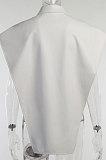 Dark Red Women Sexy PU Leather Solid Color Loose Shirts Tanks CSM21387-4