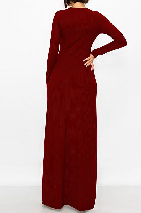 Wine Red Women's Round Collar Long Sleeve Shorts Hole Super Elastic Ribber Shorts Sets QQM4347-2