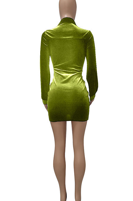Black Women's Korea Velvet Deep V Collar Tied Sexy T Shirt/Shirt Dress Q982-2