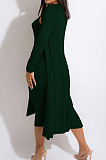 Dark Coffee Fashion Lace-Up Tank Dress+Cardigan Coat Solid Color Suit QZ3328-1