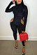 Black Trendy Korea Velvet Line Dew Waist Sexy Bodycon Jumpsuits AGY68533