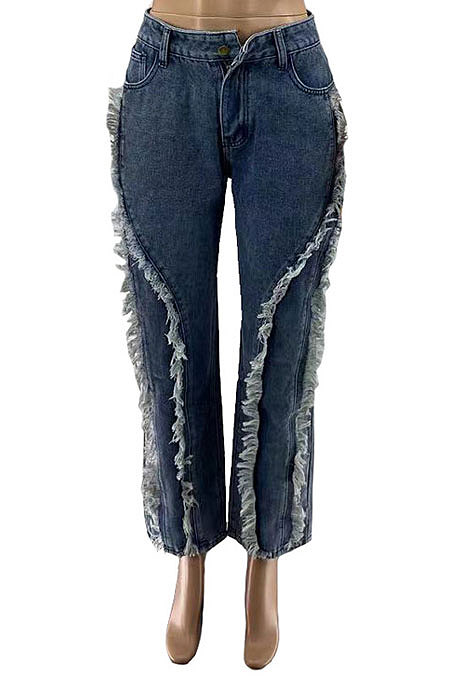 Fashion Casual Raw Edge Slim Fitting Jean Pants SZS1006
