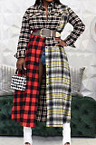 Green Luxe New Women's Color Matching Plaid Printed Long Sleeve Slim Fitting Dress SZS6031-1