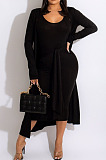 Grey Fashion Lace-Up Tank Dress+Cardigan Coat Solid Color Suit QZ3328-3