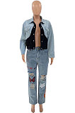  New Digital Printed Hole Casual Jean Pants SZS1011