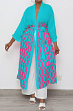 White Fahsion Casual Lattice Pattern Cardigan Cloak OEP6313-3