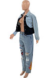  New Digital Printed Hole Casual Jean Pants SZS1011