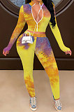 Multi Women's Color Block Sexy Zipper Long Sleeve Pants Sets QQM4342-1