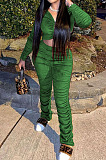 Blue Wholesale Women's Ruffle Velvet Long Sleeve V Neck Crop Tops Trousers Suit QC8050-1