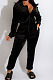 Black Simple New Velvet Long Sleeve Zipper Bandage Hooded Jumpsuits QZ6131-2