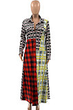 Green Luxe New Women's Color Matching Plaid Printed Long Sleeve Slim Fitting Dress SZS6031-1