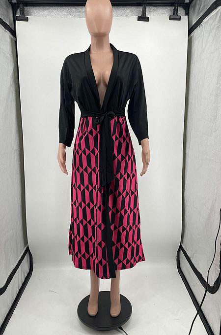 White Fahsion Casual Lattice Pattern Cardigan Cloak OEP6313-3