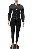 Pink Casual Preppy Velvet Long Sleeve Single-Breasted Jacket Jogger Pants Baseballs Suit TK6206-7