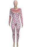 Black Women's Velvet Zipper Long Sleeve Round Collar High Waist Bodycon Jumpsuits  SN390226 -1