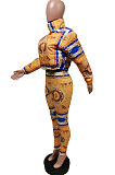 Gold Yellow Autumn Winter New Long Sleeve Jacket Trousers Down Coat Suit F88400-4