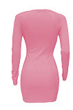 White Women Autumn Long Sleeve Hollow Out Ribber Bodycon Mini Dress Q985-1