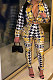 Black White Autumn Winter New Long Sleeve Jacket Trousers Down Coat Suit F88400-3