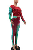 Multicolor Women's Autumn Winter Positioning Printing Tight Tie Dye Pants Sets PY0841-3