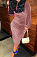 Pink Women's Velvet A Word Shoulder Solid Color Bodycon Midi Dress MF6660-2