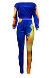Multicolor Women's Autumn Winter Positioning Printing Tight Tie Dye Pants Sets PY0841-3