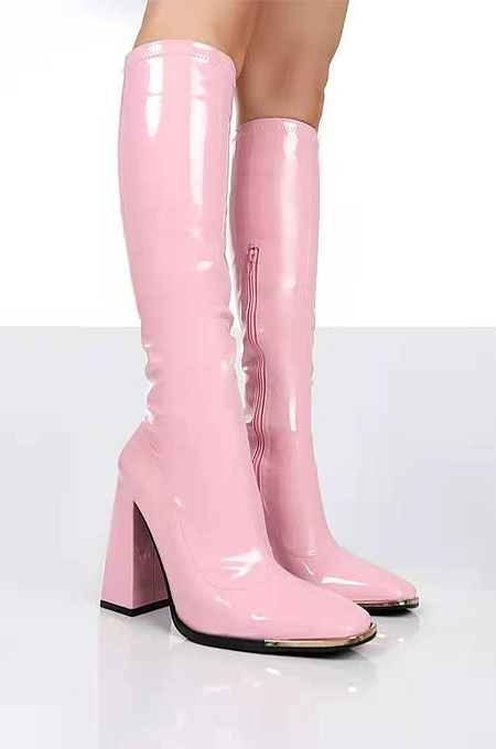 Pu Thigh High Boots in Green