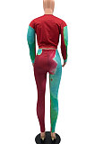 Multicolor Women's Autumn Winter Positioning Printing Tight Tie Dye Pants Sets PY0841-1