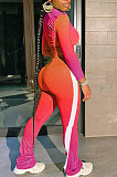 White Green Gradient Casual Stand Collar Side Stripe Spliced Long Sleeve Pants Sets SN390205-3