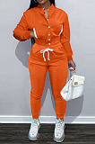 Red Casual Preppy Velvet Long Sleeve Single-Breasted Jacket Jogger Pants Baseballs Suit TK6206-3