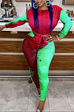 Multicolor Women's Autumn Winter Positioning Printing Tight Tie Dye Pants Sets PY0841-1