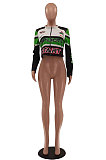 SUPER WHOLESALE|Green Black Simple New Design Printed Long Sleeve  Jakcet LSZ9060-1
