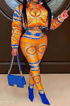 Gold Yellow Autumn Winter New Long Sleeve Jacket Trousers Down Coat Suit F88400-4