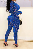 Pink Women's Velvet Zipper Long Sleeve Round Collar High Waist Bodycon Jumpsuits  SN390226 -3