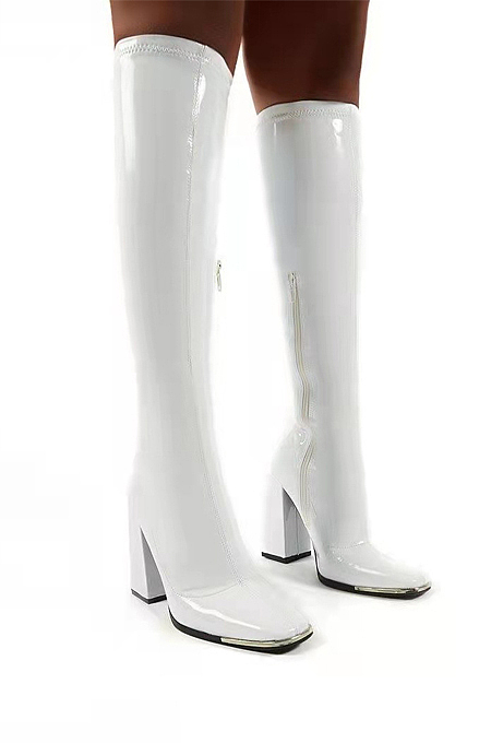 Pu Thigh High Boots in Green
