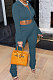 Navy Blue Euramerican Velvet Hoodie Long Sleeve Zipper Pure Color Ruffle Pants Sets Q992-7