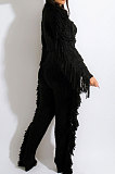 Apricot Fashion Kintting Long Sleeve Round Neck Crop Tops Trousers Cute Tassel Suit TRS1186-4